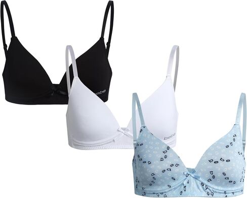 bebe Girls Training Bra - 3 Pack Molded Wireless Training Bras w/Adjustable Straps, Breathable Girls Bras for Tweens & Teens in Kuwait