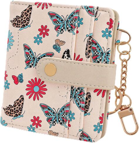 COOKOOKY Cherry Bowknot Wallet Women, Rfid Blocking Womens Wallet with Credit Card Holder, PU Leather Bifold Cash Zipper Coin Pocket ID Window for Women Teen Girls in Saudi Arabia