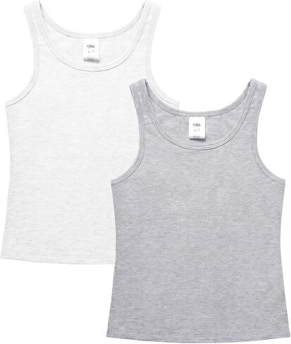 QBK 6-16Years Girls Tank Top with Built in Bra Training Bras Cotton Camisole Built in Bra Undershirts with Shelf Bra in Kuwait