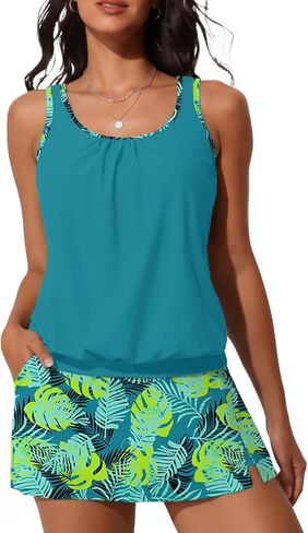 Summer Mae Blouson Women's Tankini Swimsuits with Skirt Modest Tummy Control Bathing Suits Side Pocket Swimwear 2026 in Kuwait