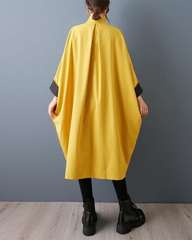 ellazhu Women's Coats Windbreaker Stand collar Dolman Batwing Sleeve Side Pockets GZ790 A in Kuwait