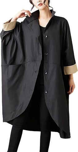 ellazhu Women's Coats Windbreaker Stand collar Dolman Batwing Sleeve Side Pockets GZ790 A in Kuwait