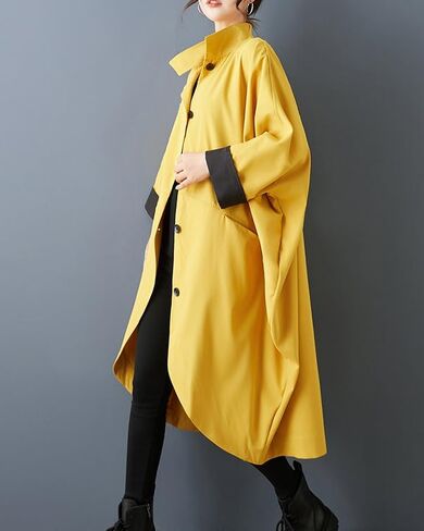 ellazhu Women's Coats Windbreaker Stand collar Dolman Batwing Sleeve Side Pockets GZ790 A in Kuwait