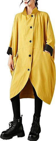 ellazhu Women's Coats Windbreaker Stand collar Dolman Batwing Sleeve Side Pockets GZ790 A in Kuwait