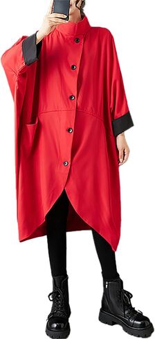 ellazhu Women's Coats Windbreaker Stand collar Dolman Batwing Sleeve Side Pockets GZ790 A in Kuwait