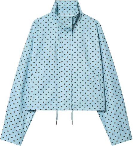 Womens Polka Dot Cropped Jacket Stand Collar Zip Up 2026 Trendy Casual Fashion Jacket Coat with Pockets in Saudi Arabia