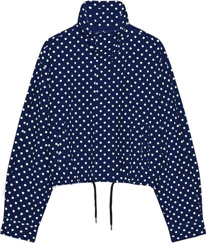 Womens Polka Dot Cropped Jacket Stand Collar Zip Up 2026 Trendy Casual Fashion Jacket Coat with Pockets in Saudi Arabia