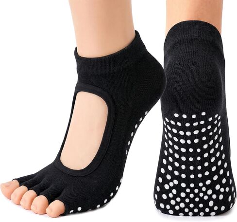 1/2 Pairs Pilates Socks with Grips for Women Non Slip Yoga Barre Grippy Gripper Socks Woman Toe Socks Size 5.5-8.5 in Saudi Arabia