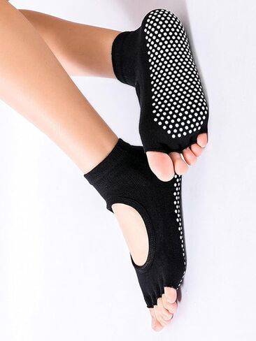 1/2 Pairs Pilates Socks with Grips for Women Non Slip Yoga Barre Grippy Gripper Socks Woman Toe Socks Size 5.5-8.5 in Saudi Arabia