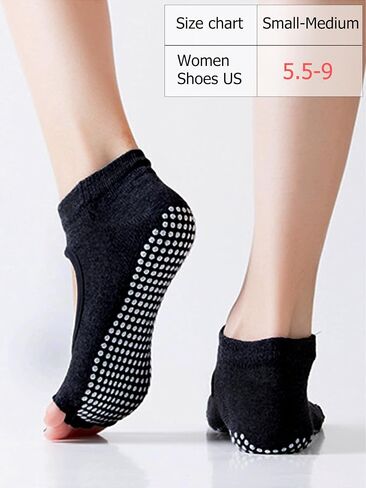 1/2 Pairs Pilates Socks with Grips for Women Non Slip Yoga Barre Grippy Gripper Socks Woman Toe Socks Size 5.5-8.5 in Saudi Arabia