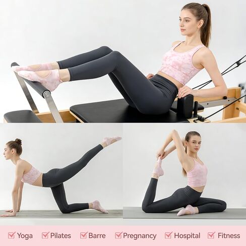 3 Pairs Pilates Socks with Grips, Non Slip Women Yoga Socks, Grippy Ankle Crew Socks for Barre,Hospital,workouts in Saudi Arabia