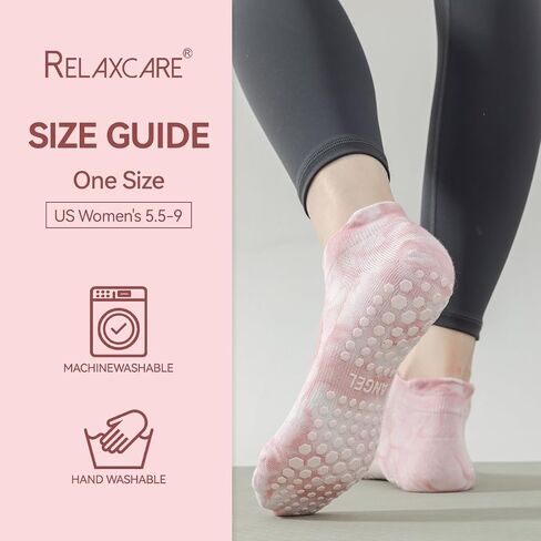 3 Pairs Pilates Socks with Grips, Non Slip Women Yoga Socks, Grippy Ankle Crew Socks for Barre,Hospital,workouts in Saudi Arabia