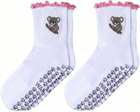 2 Paris Cute Pilates Grip Socks for Women - Non-Slip Socks for Yoga, Brarre, Workouts, Hospital, Barefoot in Saudi Arabia