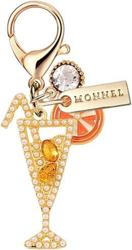 MC543 Little Crystal Lady Cocktail with Orange Lobster Clasp Charm for Women with Velvet Bag (Orange,1 Piece) in Kuwait