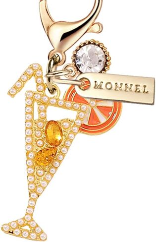 MC543 Little Crystal Lady Cocktail with Orange Lobster Clasp Charm for Women with Velvet Bag (Orange,1 Piece) in Kuwait