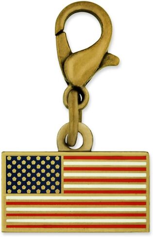 PinMart's Antique Gold Rectangle American Flag Patriotic Charm in Kuwait