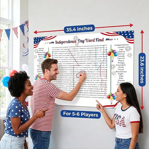 DOMELIFE Independence Day Word Search Poster, Summer Word Search Poster Large 35.4“ x 23.6" Holiday Word Search Wall Poster for Family Parties, Classrooms, and Offices (50 Holiday-Themed Words) in Saudi Arabia