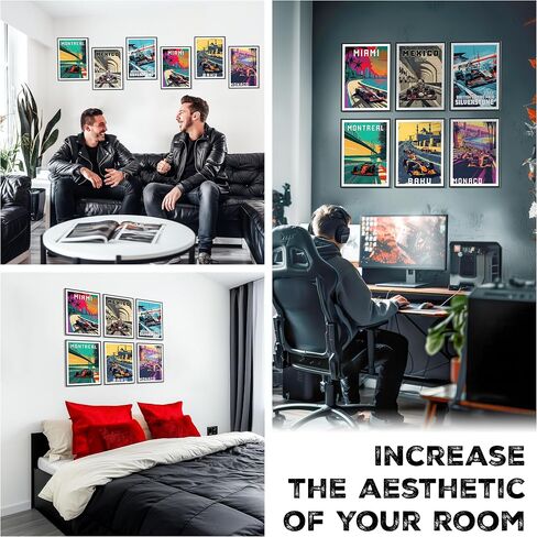 HK Studio F1 Race Car Posters Decor 8" x 11" Pack 6 - Dorm Decor, Vintage Room Decor Aesthetic, Teen Room Decor in Kuwait