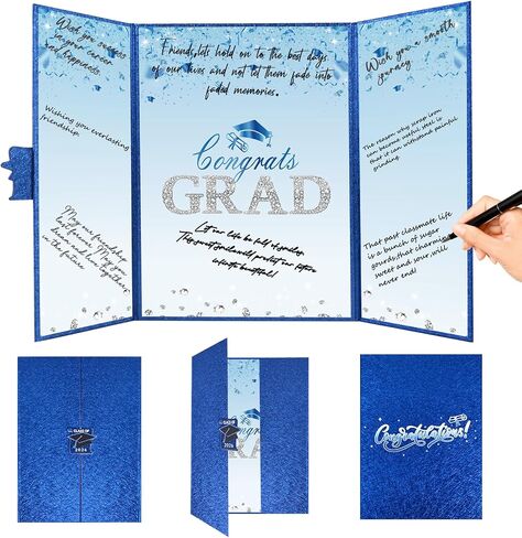 Crenics Black and Gold Graduation Decorations Class of 2026, Creative Graduation Guest Sign in Book Alternative, Congrats Grad Signature Book 18" x 12", Awesome Graduation Gift or Keepsake in Kuwait