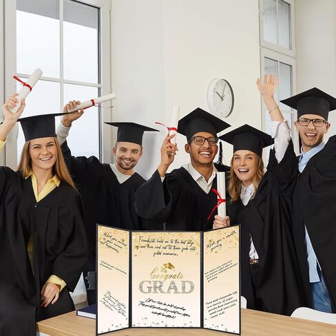 زينة التخرج باللونين الأسود والذهبي من Crenics فئة 2026، بديل كتاب تسجيل دخول الضيوف للتخرج الإبداعي، كتاب توقيع Congrats Grad مقاس 18 بوصة × 12 بوصة، هدية تخرج رائعة أو تذكار in Saudi Arabia