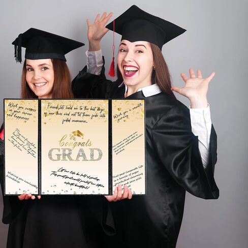 زينة التخرج باللونين الأسود والذهبي من Crenics فئة 2026، بديل كتاب تسجيل دخول الضيوف للتخرج الإبداعي، كتاب توقيع Congrats Grad مقاس 18 بوصة × 12 بوصة، هدية تخرج رائعة أو تذكار in Saudi Arabia