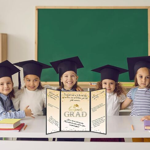 زينة التخرج باللونين الأسود والذهبي من Crenics فئة 2026، بديل كتاب تسجيل دخول الضيوف للتخرج الإبداعي، كتاب توقيع Congrats Grad مقاس 18 بوصة × 12 بوصة، هدية تخرج رائعة أو تذكار in Saudi Arabia