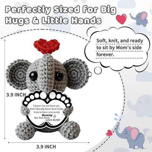 New Mom Gifts First Time Mom to Be Pregnant Expecting Mommy Birthday Gifts for Handmade Cozy Crochet Elephant Best Cute Present Boy Girl Moms Mama from Husband Baby Shower Essentials in Saudi Arabia