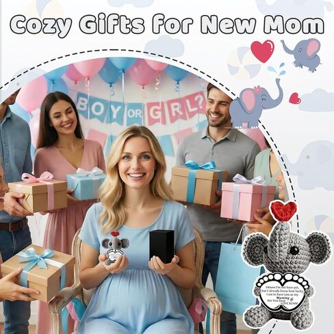 New Mom Gifts First Time Mom to Be Pregnant Expecting Mommy Birthday Gifts for Handmade Cozy Crochet Elephant Best Cute Present Boy Girl Moms Mama from Husband Baby Shower Essentials in Saudi Arabia