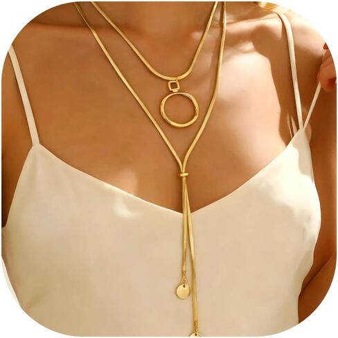 Golden Dainty Layered Necklaces For Women Elegant Boho Minimalist Design Trendy Fashion Jewelry 2025 Long Layered Necklace Set Vacation Jewelry For Women in Kuwait