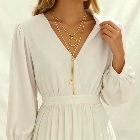 Golden Dainty Layered Necklaces For Women Elegant Boho Minimalist Design Trendy Fashion Jewelry 2025 Long Layered Necklace Set Vacation Jewelry For Women in Kuwait
