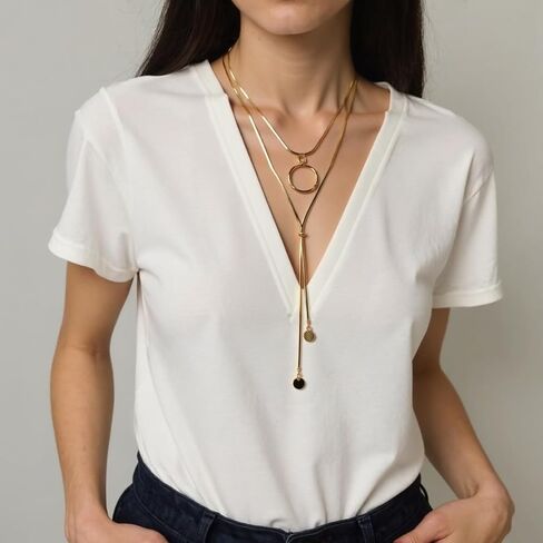 Golden Dainty Layered Necklaces For Women Elegant Boho Minimalist Design Trendy Fashion Jewelry 2025 Long Layered Necklace Set Vacation Jewelry For Women in Kuwait