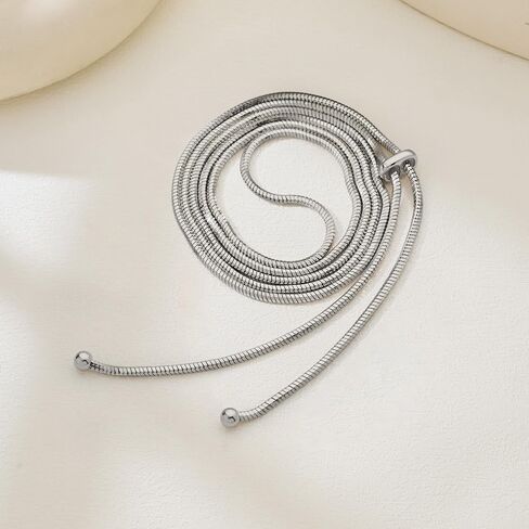 FAMARINE Silver Long Necklaces Silver Lariat Necklace Hypoallergenic Y-shaped Necklaces Trendy Jewelry in Kuwait