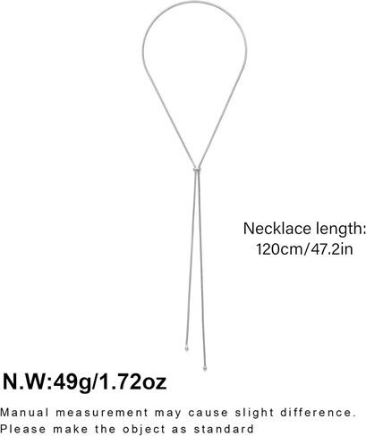 FAMARINE Silver Long Necklaces Silver Lariat Necklace Hypoallergenic Y-shaped Necklaces Trendy Jewelry in Kuwait
