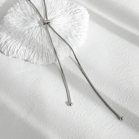 FAMARINE Silver Long Necklaces Silver Lariat Necklace Hypoallergenic Y-shaped Necklaces Trendy Jewelry in Kuwait