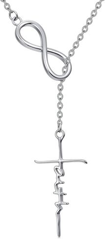 YYB Y Necklace Infinity/Heart/Cross/Faith Pendant Lariat Necklace for Women 925 Sterling Silver Drop Necklaces Christian Jewelry Birthday Anniversary Mothers Day Gifts for Mom Sister Girlfriend in Saudi Arabia