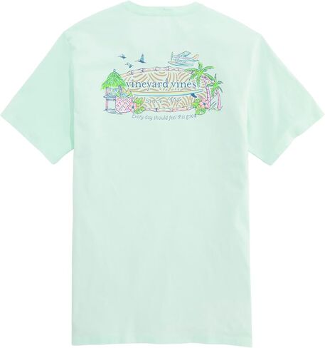 Vineyard Vines Men's Beach Bar Surfboard Logo Short-Sleeve Pocket Tee in Kuwait