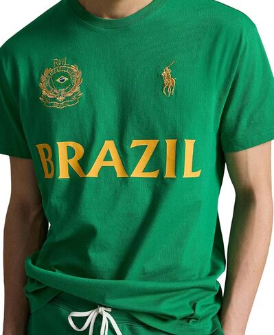 POLO RALPH LAUREN Men’s Classic Fit Brazil Jersey T-Shirt, Green, Large in Kuwait