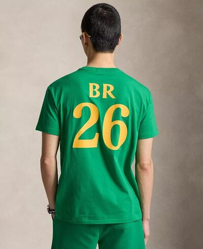 POLO RALPH LAUREN Men’s Classic Fit Brazil Jersey T-Shirt, Green, Large in Kuwait