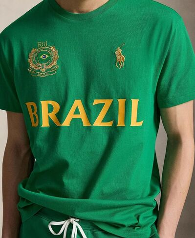 POLO RALPH LAUREN Men’s Classic Fit Brazil Jersey T-Shirt, Green, Large in Kuwait