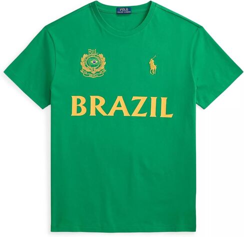 POLO RALPH LAUREN Men’s Classic Fit Brazil Jersey T-Shirt, Green, Large in Kuwait