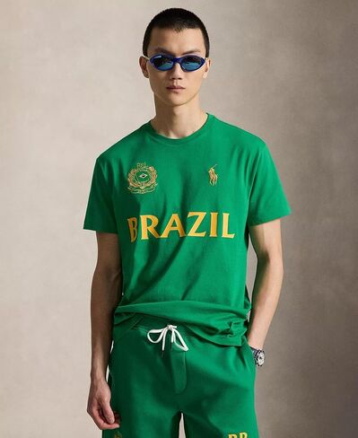 POLO RALPH LAUREN Men’s Classic Fit Brazil Jersey T-Shirt, Green, Large in Kuwait