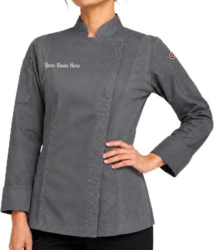 Personalized Women's Long Sleeve Embroidered Zipper Chef Coat in Saudi Arabia