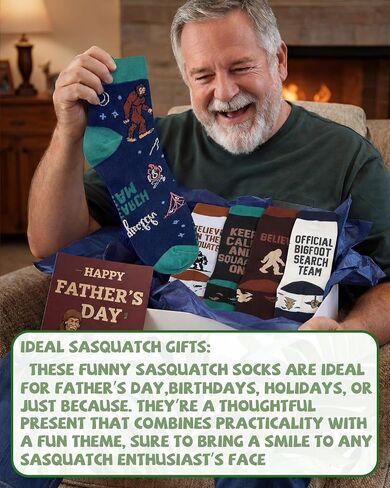 Chicingyou 10 Pairs Funny Sasquatch Socks for Men Cool Novelty Outdoor Ankle Socks Birthday Fathers Day Gift for Sasquatch Lover in Kuwait