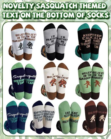 Chicingyou 10 Pairs Funny Sasquatch Socks for Men Cool Novelty Outdoor Ankle Socks Birthday Fathers Day Gift for Sasquatch Lover in Kuwait