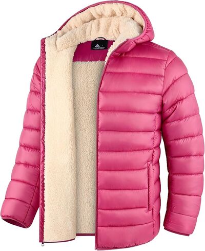 Kids Hooded Winter Coats Sherpa Fleece Lined Water-Resistant Puffer Jacket Hoodie Outerwear in Saudi Arabia