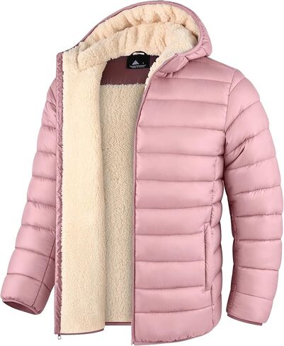 Kids Hooded Winter Coats Sherpa Fleece Lined Water-Resistant Puffer Jacket Hoodie Outerwear in Saudi Arabia