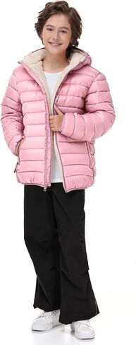 Kids Hooded Winter Coats Sherpa Fleece Lined Water-Resistant Puffer Jacket Hoodie Outerwear in Saudi Arabia