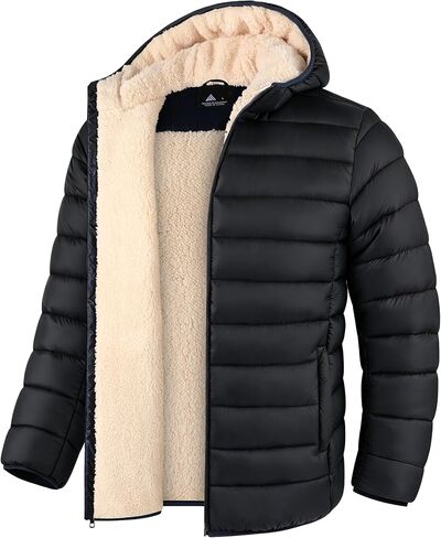 Kids Hooded Winter Coats Sherpa Fleece Lined Water-Resistant Puffer Jacket Hoodie Outerwear in Saudi Arabia