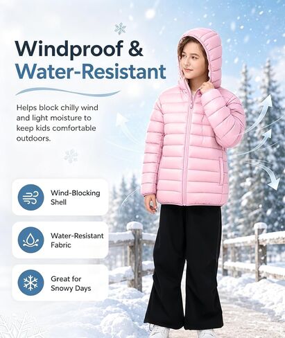 Kids Hooded Winter Coats Sherpa Fleece Lined Water-Resistant Puffer Jacket Hoodie Outerwear in Saudi Arabia