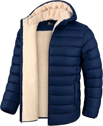 Kids Hooded Winter Coats Sherpa Fleece Lined Water-Resistant Puffer Jacket Hoodie Outerwear in Saudi Arabia